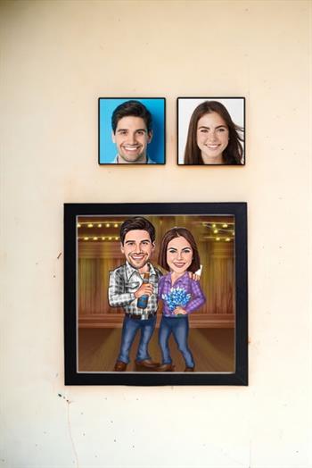 Sevgiliye Hatıralık Hediye Karikatürlü Kare Çerçeve