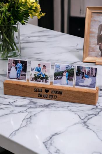 Sevgiliye Hediye Fotoğraflı Ahşap Stand