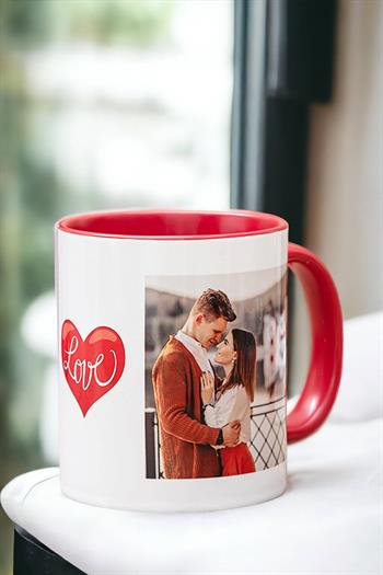 Sevgiliye Hediye İki Fotoğraflı İkili Renkli Kupa Bardak