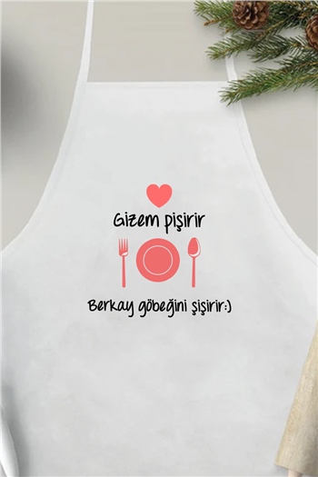 Sevgiliye Hediye Esprili Tasarım İsim Yazılı Mutfak Önlüğü