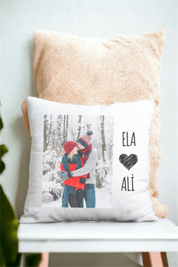 Sevgiliye Hediye İsimli ve Fotoğraflı Saten Kare Yastık