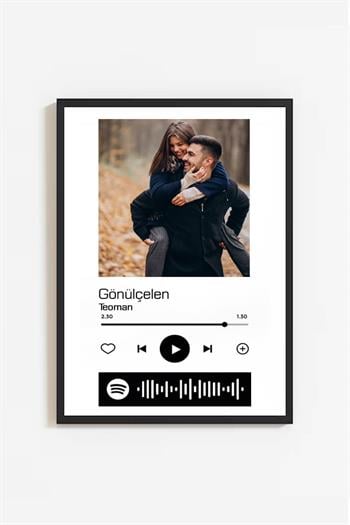 Sevgiliye Hediye Spotify QR Kodlu Kişiye Özel Fotoğraflı Hediyelik Çerçeve