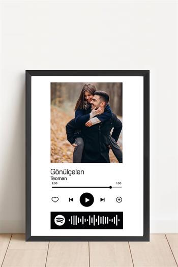 Sevgiliye Hediye Spotify QR Kodlu Kişiye Özel Fotoğraflı Hediyelik Çerçeve