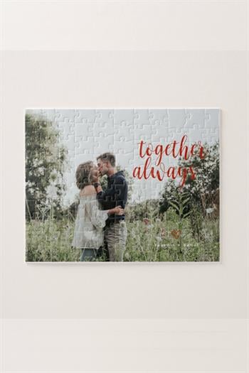 Sevgiliye Hediye Together Always Tasarımlı Fotoğraflı Dikdörtgen Puzzle