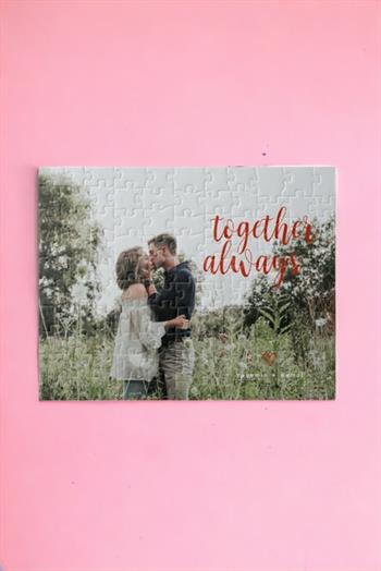 Sevgiliye Hediye Together Always Tasarımlı Fotoğraflı Dikdörtgen Puzzle