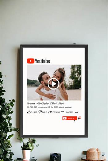 Sevgiliye Hediye Youtube Tasarım Kişiye Özel Fotoğraflı Hediyelik Çerçeve
