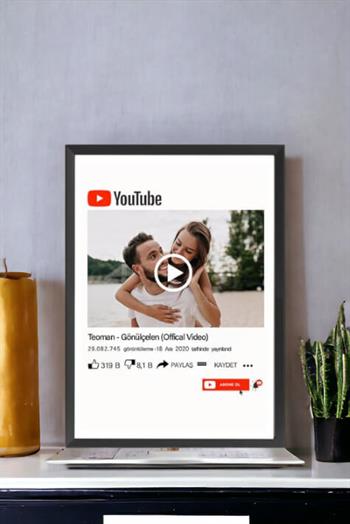Sevgiliye Hediye Youtube Tasarım Kişiye Özel Fotoğraflı Hediyelik Çerçeve