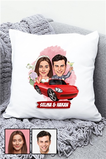 Sevgiliye Özel Hediye Biz Evleniyoruz Karikatürlü Yastık