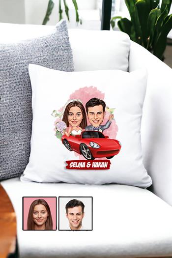 Sevgiliye Özel Hediye Biz Evleniyoruz Karikatürlü Yastık
