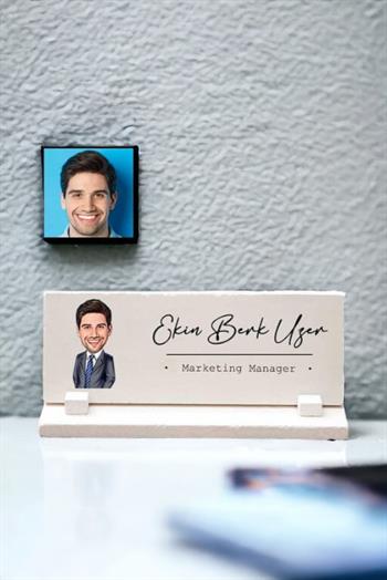 Sevgiliye Terfi Hediyesi Karikatürlü Masa İsimliği