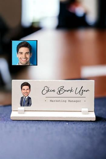 Sevgiliye Terfi Hediyesi Karikatürlü Masa İsimliği