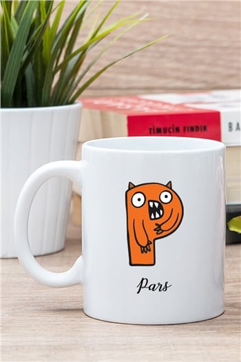 Sevimli Canavarlar Çocuklara Özel Baş Harfli Beyaz Kupa Bardak