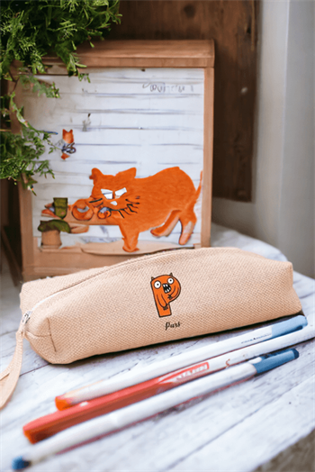 Sevimli Canavarlar Çocuklara Özel Baş Harfli Keten Bez Kalemlik