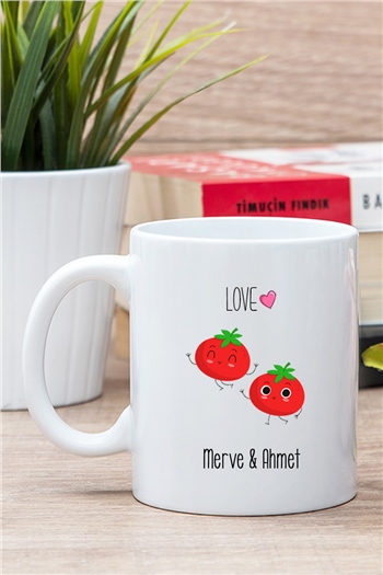 Sevimli Domatesler  Beyaz Kupa Bardak