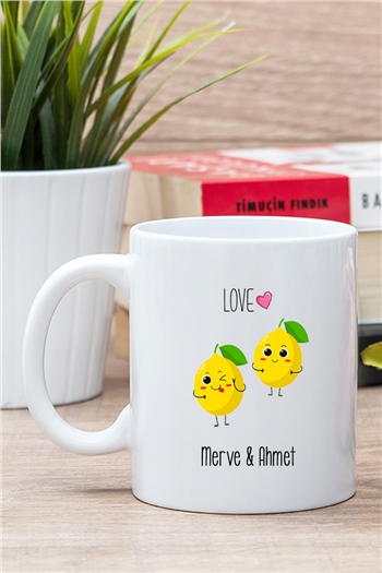 Sevimli Limonlar  Beyaz Kupa Bardak