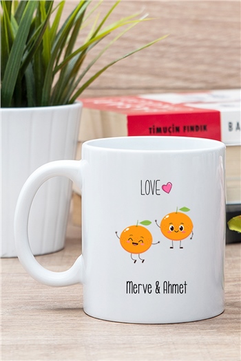 Sevimli Mandalinalar  Beyaz Kupa Bardak