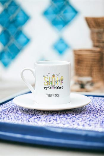 Sınıf Öğretmeni Beyaz Türk Kahvesi Fincanı