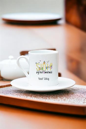 Sınıf Öğretmeni Beyaz Türk Kahvesi Fincanı