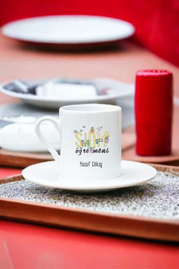 Sınıf Öğretmeni Beyaz Türk Kahvesi Fincanı