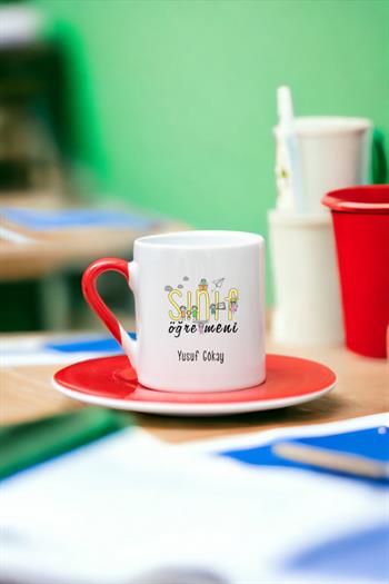 Sınıf Öğretmeni Renkli Türk Kahvesi Fincanı