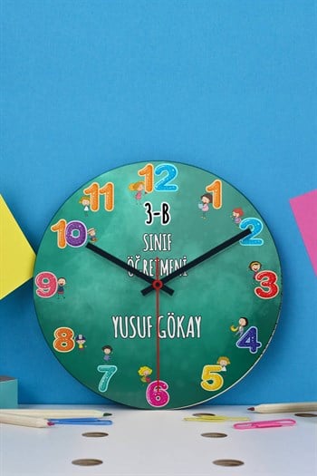 Sınıf Öğretmenine Hediye Özel Tasarım Duvar Saati
