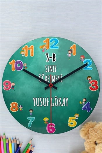 Sınıf Öğretmenine Hediye Özel Tasarım Duvar Saati
