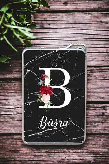 Siyah Mermer Tasarım Baş Harfli Çakmak