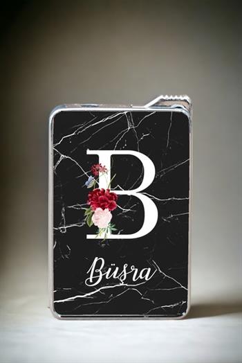 Siyah Mermer Tasarım Baş Harfli Çakmak