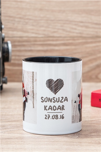 Sonsuza Kadar Tasarımlı 2 Fotoğraflı İçi Renkli Kupa Bardak