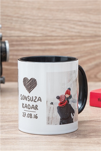 Sonsuza Kadar Tasarımlı 2 Fotoğraflı İçi Renkli Kupa Bardak