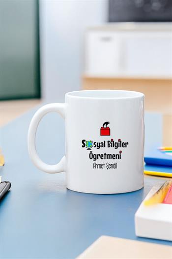 Sosyal Bilgiler Öğretmenine Hediye Beyaz Kupa Bardak