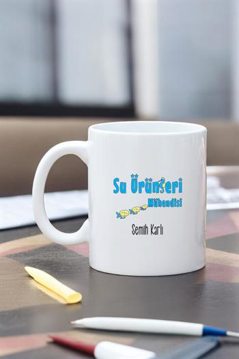 Su Ürünleri Mühendisine Hediye Beyaz Kupa Bardak