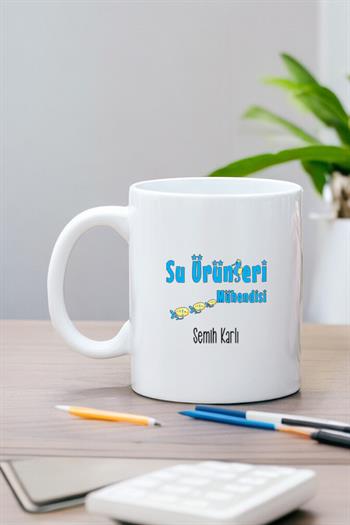 Su Ürünleri Mühendisine Hediye Beyaz Kupa Bardak