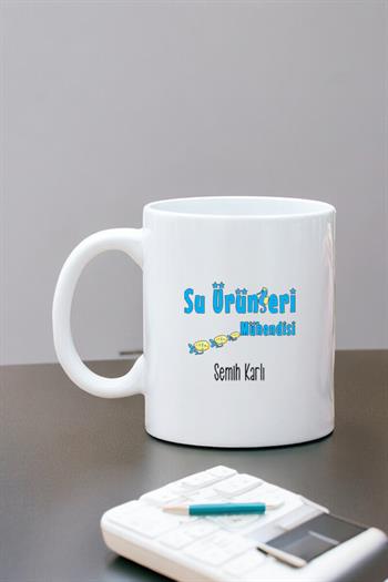 Su Ürünleri Mühendisine Hediye Beyaz Kupa Bardak