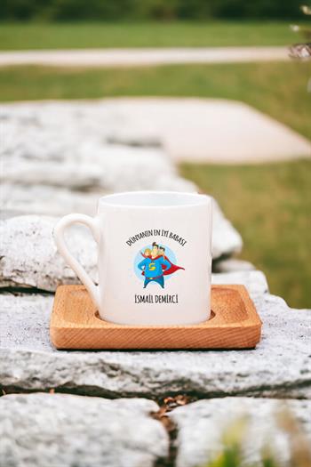 Süper Baba Tasarım Ahşap Altlıklı Türk Kahvesi Fincanı