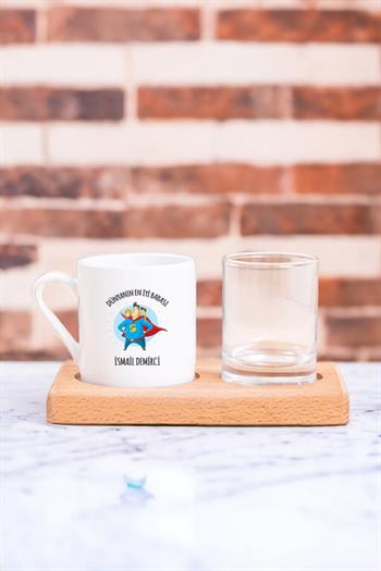 Süper Baba Tasarım Ahşap Sunumlu Türk Kahvesi Fincanı