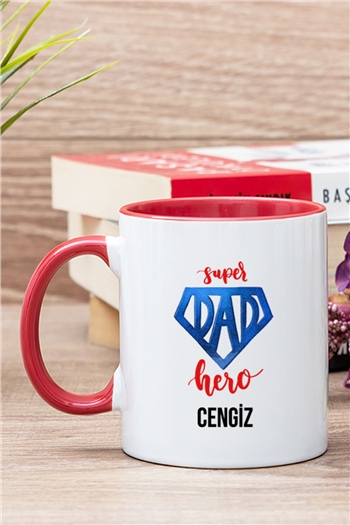 Super Dad Babaya Hediye İçi Renkli Kupa Bardak