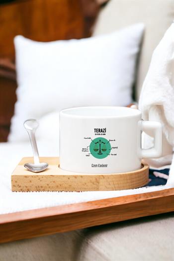 Terazi Burcu Kadına Hediye Ahşap Altlıklı Fincan