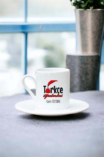 Türkçe Öğretmeni Beyaz Türk Kahvesi Fincanı