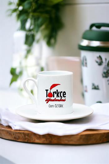 Türkçe Öğretmeni Beyaz Türk Kahvesi Fincanı