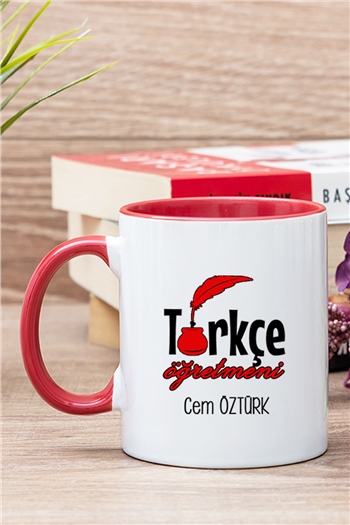 Türkçe Öğretmeni İçi Renkli Kupa Bardak