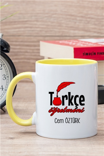 Türkçe Öğretmeni İçi Renkli Kupa Bardak