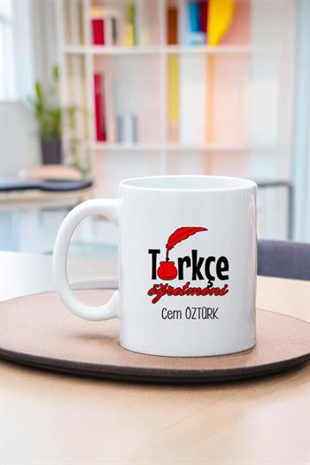 Türkçe Öğretmenine Hediye Beyaz Kupa Bardak
