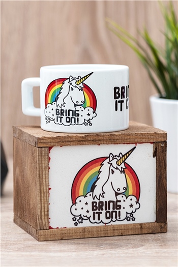 Unicorn Baskılı Ahşap Kutulu Fincan