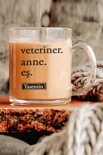 Veteriner Anneye Hediye İsim Yazılı Cam Kahve Kupası