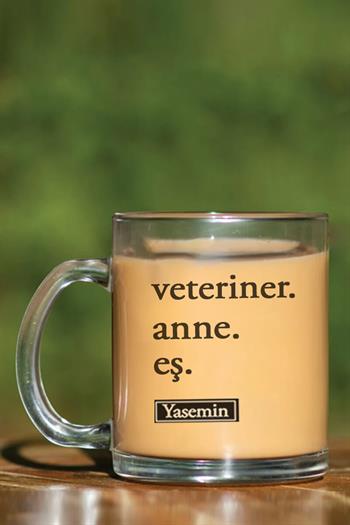Veteriner Anneye Hediye İsim Yazılı Cam Kahve Kupası