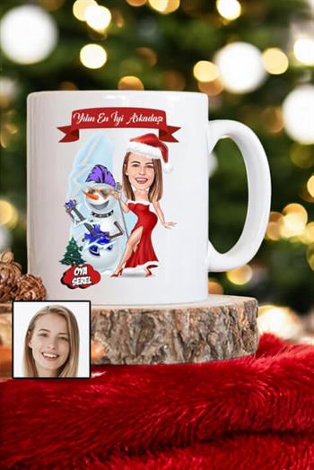 Yakın Kız Arkadaşa Yılbaşı Hediyesi Karikatürlü Kupa Bardak