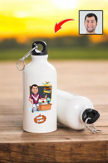 Yaratıcı Öğretmenler Günü Hediyesi Karikatürlü 600ml Metal Su Matarası