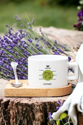 Yay Burcu Kadına Hediye Ahşap Altlıklı Fincan