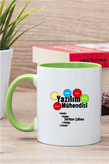 Yazılım Mühendisi İçi Renkli Kupa Bardak